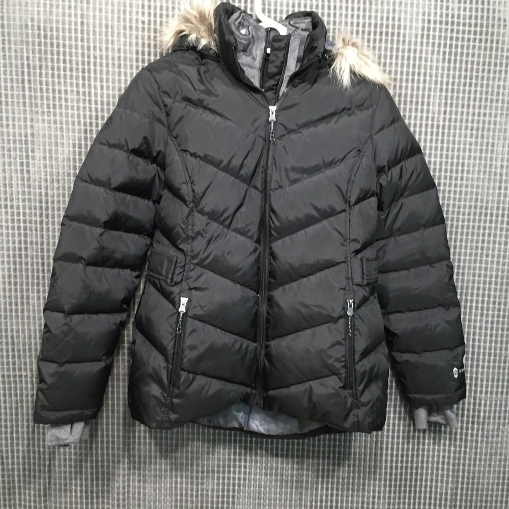 Free Country Womens Puffer Jacket Power Down‎ Faux Fur Hood M Black Excellent